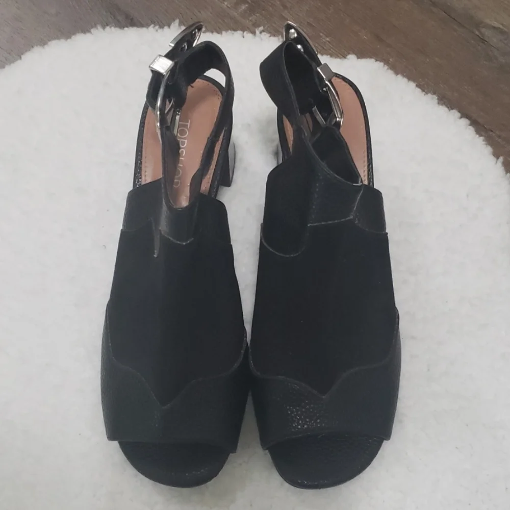 Topshop Western style sling back peep toe shoe